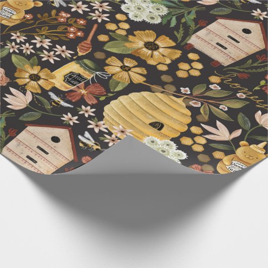Whimsical Painted Bee Hives Honey Geschenkpapier (Ecke)