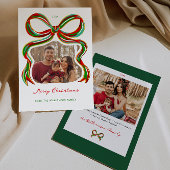 Whimsical Painted Bow Christmas Photo Card Einladung