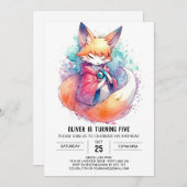 Whimsical Painted Fox Geburtstag Einladung (Vorne/Hinten)