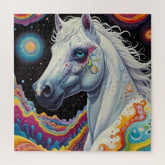 Whimsical Painted Horse: Ein Abstrakter Raum Puzzle (Vertikal)