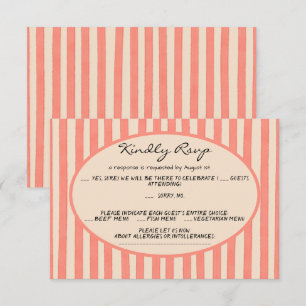 Whimsical Painted Pinstripes Hochzeits-RSVP-Karte Einladung