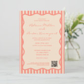 Whimsical Painted Pinstripes Wedding QR Code Einladung (Stehend Vorderseite)