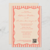 Whimsical Painted Pinstripes Wedding QR Code Einladung (Vorne/Hinten)