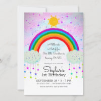 Whimsical Painted Rainbow & Stars 1. 1. Geburtstag