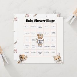 Whimsical Pajama Animals: Baby Shower Bingo Karte
