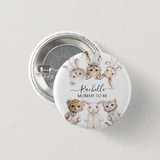 Whimsical Pajama Animals: Soft Pastel Party Accent Button (Vorne & Hinten)