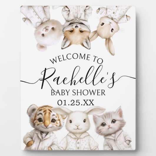 Whimsical Pajama Animals: Soft Pastel Party Accent Fotoplatte (Vorderseite)