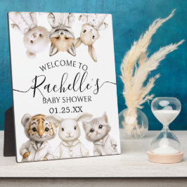 Whimsical Pajama Animals: Soft Pastel Party Accent Fotoplatte