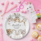 Whimsical Pajama Animals: Soft Pastel Party Accent Pappteller (Party)