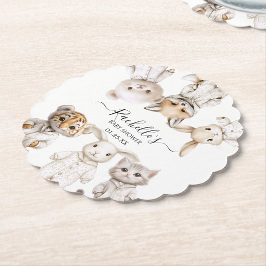 Whimsical Pajama Animals: Soft Pastel Party Accent Untersetzer (angewinkelt)