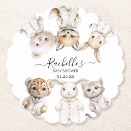 Whimsical Pajama Animals: Soft Pastel Party Accent Untersetzer
