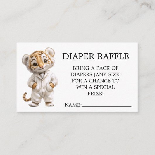Whimsical Pajama Parade Tiger Diaper Raffle Begleitkarte (Vorderseite)