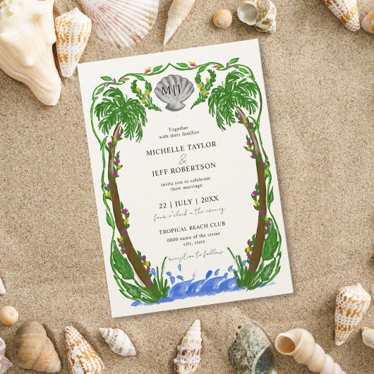 Whimsical Palm Tree Beach Einladung