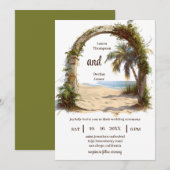Whimsical Palm Tree Tropical Boho Beach Wedding Einladung (Vorne/Hinten)