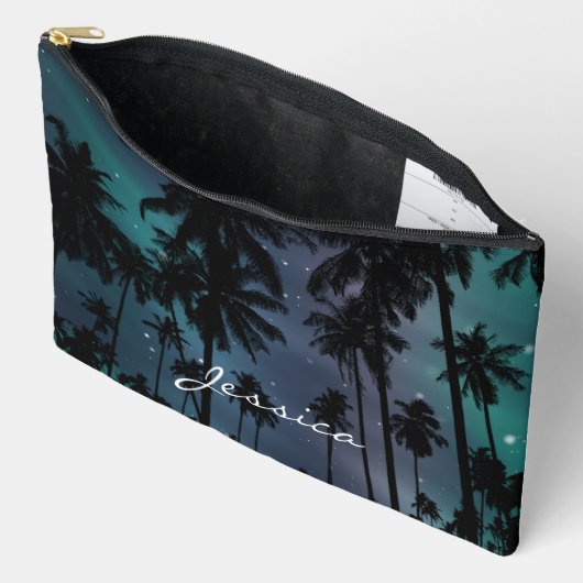 Whimsical Palm Trees Starry Night Sky Personalised Zubehörtasche (Offen)