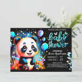 Whimsical Panda Adventure erwartet Boy Baby Shower Einladung (Stehend Vorderseite)