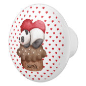 Whimsical Panda Bär auf einem Cupcake Mit Monogram Keramikknauf (Rechts)