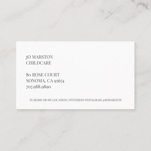 Whimsical Panda Bear Chilcare Business Card Visitenkarte (Rückseite)