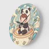 Whimsical Panda Coffee Decorative Wall Clock Große Wanduhr (Winkel)