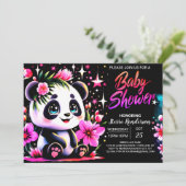 Whimsical Panda Enchantment Girl Baby Dusche Einladung (Stehend Vorderseite)