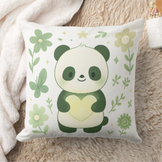 Whimsical Panda Heart Throw Pillow Kissen