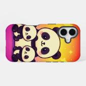 Whimsical Panda Trio in Gradient Dreamscape iPhone 16 Hülle (Rückseite (Horizontal))