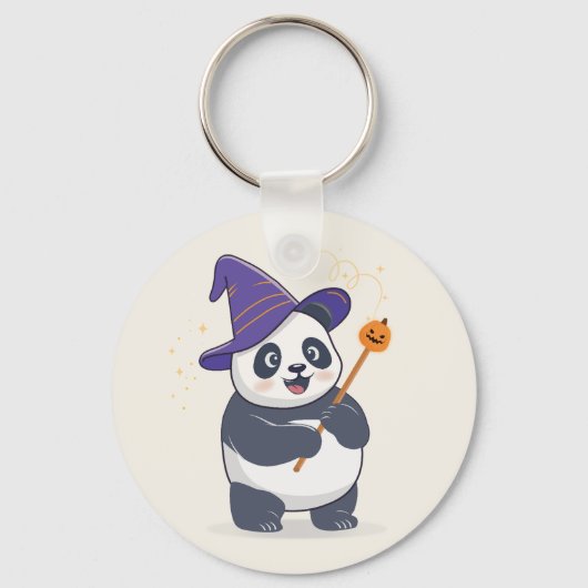 Whimsical Panda Wizard with Magic Hat Schlüsselanhänger (Vorderseite)