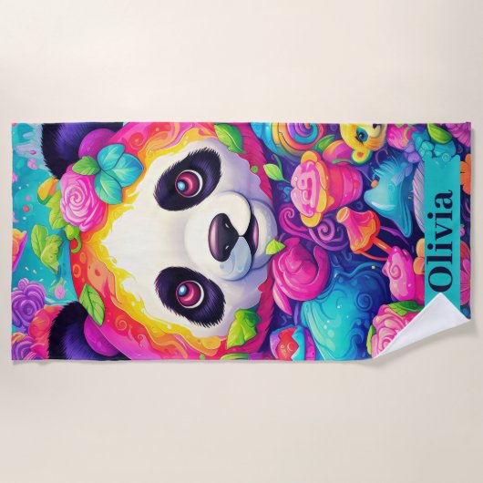 Whimsical Panda Wonderland Strandtuch (Vorderseite)