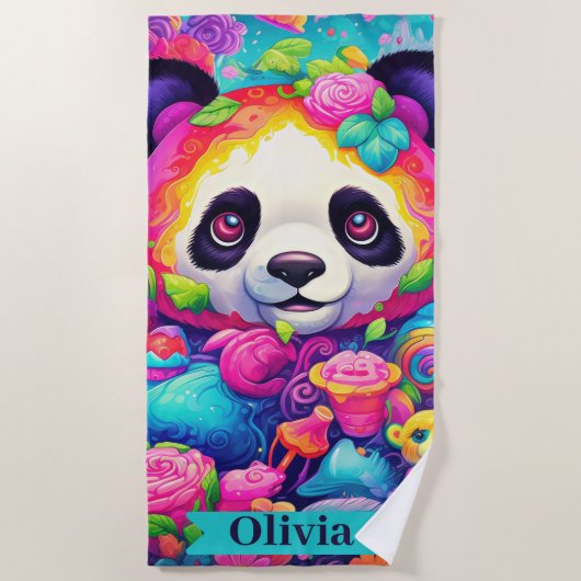 Whimsical Panda Wonderland Strandtuch (Vorderseite)