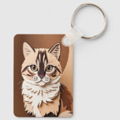 Whimsical Paper-Cut Cat Portrait Keychain Schlüsselanhänger (Rückseite)