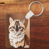 Whimsical Paper-Cut Cat Portrait Keychain Schlüsselanhänger (Rückseite)