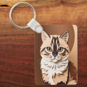 Whimsical Paper-Cut Cat Portrait Keychain Schlüsselanhänger (Vorderseite)