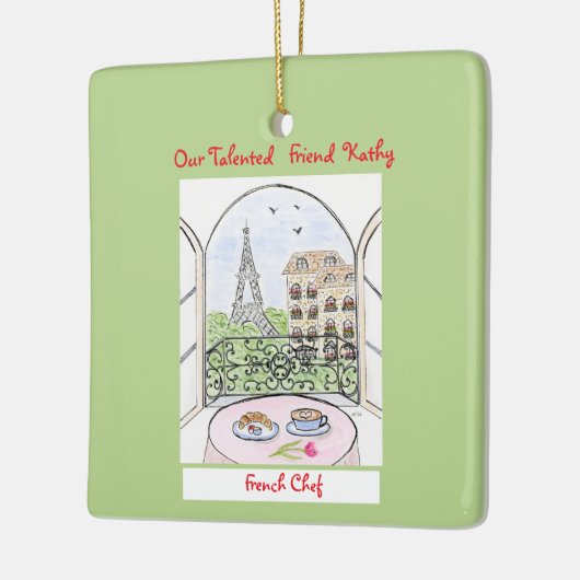 Whimsical Paris and Eiffel Tower French Chef Keramikornament (Links)