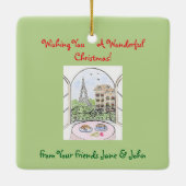 Whimsical Paris and Eiffel Tower French Chef Keramikornament (Rückseite)