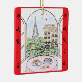 Whimsical Paris and Eiffel Tower French Keramikornament (Rechts)
