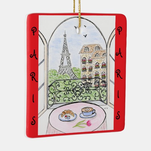 Whimsical Paris and Eiffel Tower French Keramikornament (Rechts)