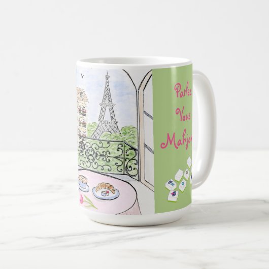 Whimsical Paris and Eiffel Tower MAHJONG Kaffeetasse (VorderseiteRechts)