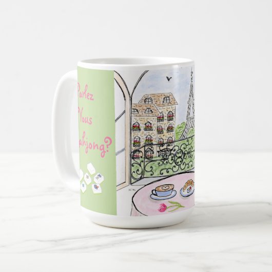 Whimsical Paris and Eiffel Tower MAHJONG Kaffeetasse (Vorderseite Links)