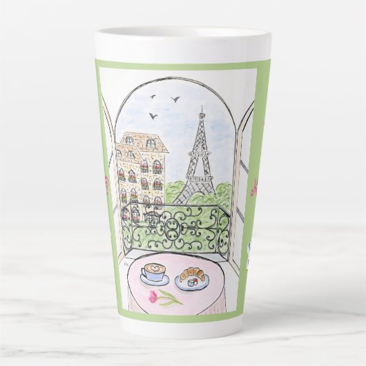 Whimsical Paris and Eiffel Tower MAHJONG Milchtasse (Vorderseite)