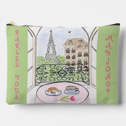 Whimsical Paris and Eiffel Tower MAHJONG Zubehörtasche (Vorderseite)