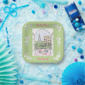 Whimsical Paris and Eiffel Tower Parley MAHJONG Pappteller (Party)