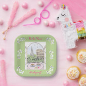 Whimsical Paris and Eiffel Tower Parley MAHJONG Pappteller (Party)
