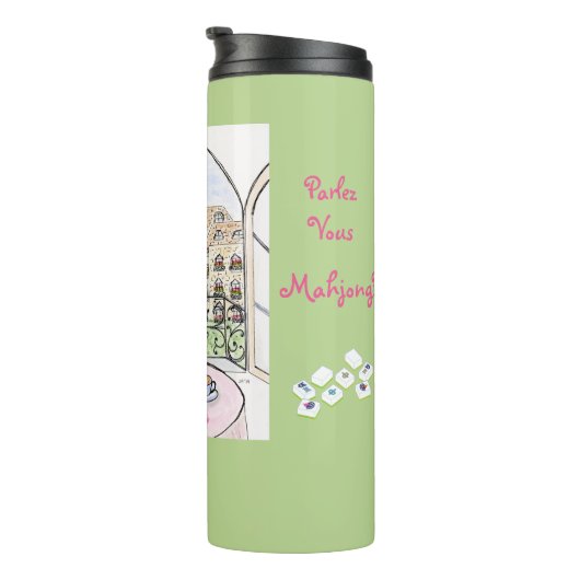 Whimsical Paris and Eiffel Tower Parley MAHJONG Thermosbecher (Nach rechts gedreht)