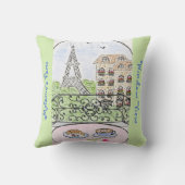 Whimsical PARIS APARTMENT Personaliz Eiffelturm Kissen (Rückseite)