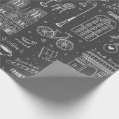Whimsical Paris Doodles Pattern Geschenkpapier (Ecke)