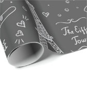 Whimsical Paris Doodles Pattern Geschenkpapier (Rolleneckpunkt)