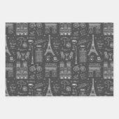 Whimsical Paris Doodles Pattern Geschenkpapier Set (Vorderseite 3)
