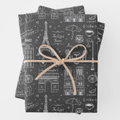 Whimsical Paris Doodles Pattern Geschenkpapier Set (Beispiel)