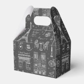 Whimsical Paris Doodles Pattern Geschenkschachtel (Rückseite)