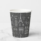 Whimsical Paris Doodles Pattern Pappbecher (Rückseite)
